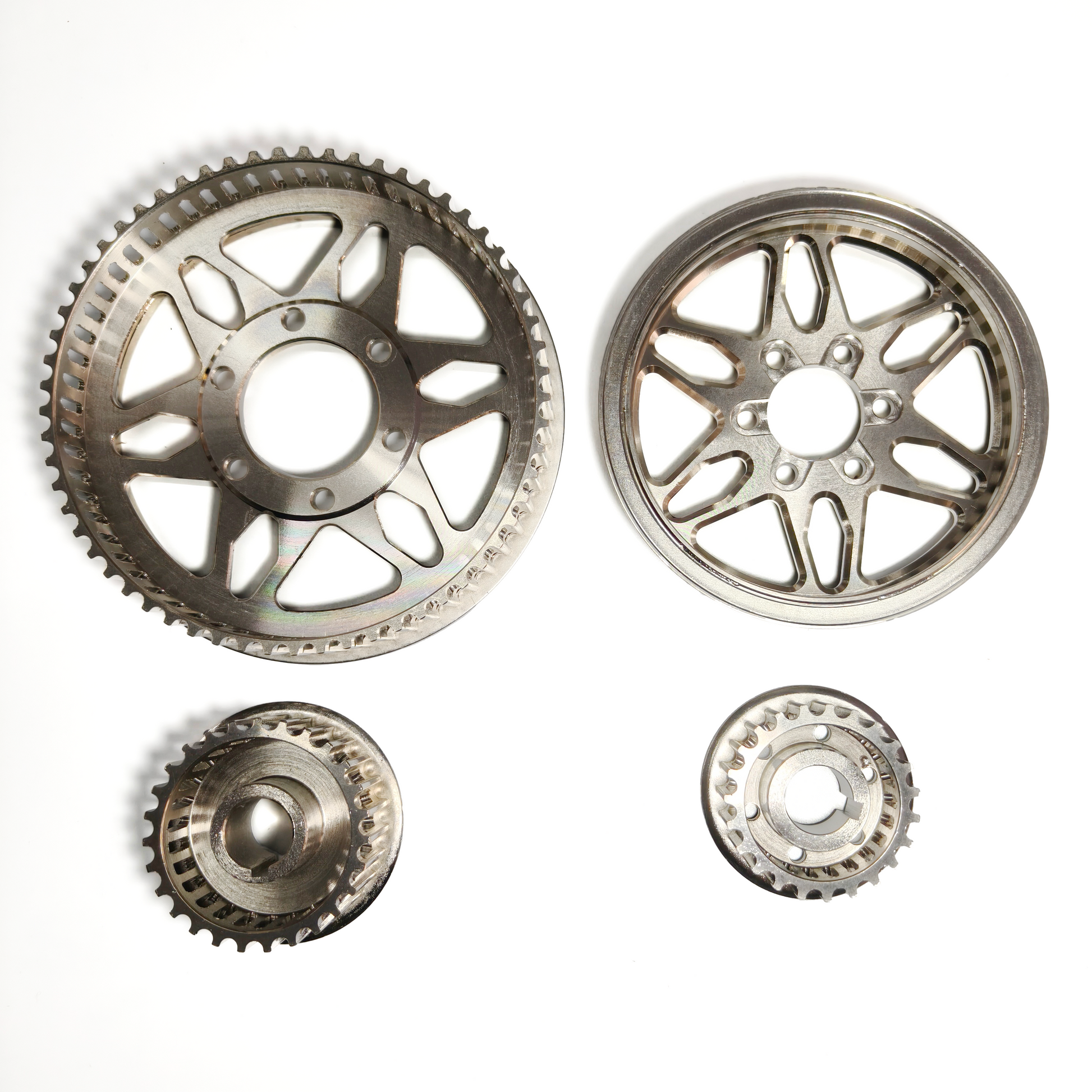 Set of metal gears on a white background